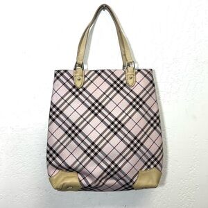 Burberry London Blue Label Pink Plaid Handbag Shoulder Bag Purse